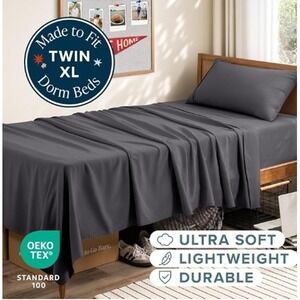 Bare Home Twin XL Ultra Soft Sheet Set 1800 Premium Microfiber Grey Bedding
